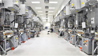 High-tech manufacturing facility with automated machinery